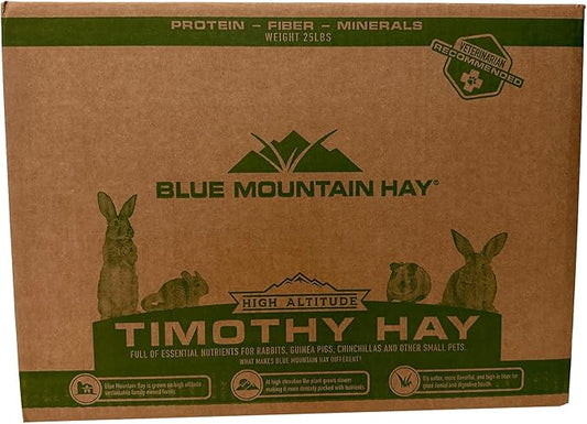 Blue Mountain Hay | Fresh Timothy Hay (25 Pounds) | Great for All Ages | High-Altitude Hay Pet Food for Rabbits, Guinea Pigs, Chinchillas, Hamsters, and Other Small Pets
