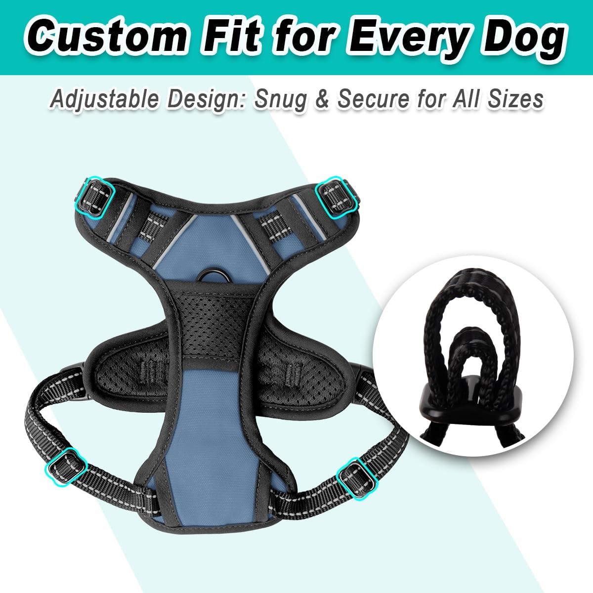 BARKBAY Dog Harness No Pull for Small Dogs - Adjustable, Reflective, Comfortable, No Choke, Heavy-Duty - Perfect for Outdoor Training, Walking, and Hiking - Strong & Durable - XS & Navy