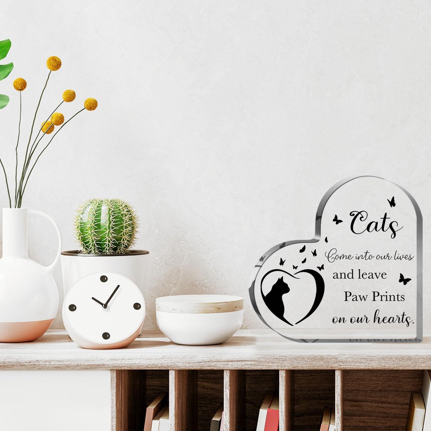 Cat Bereavement Gifts, Cat Remembrance Gift, Cat Loss Gifts, Memory of Cat, Passing Away Gifts, Cat Sympathy Memorial Heart Shaped Acrylic Decor Sign, Sympathy Gifts for Loss of Cat