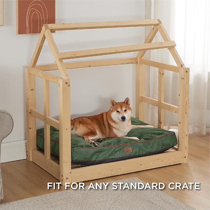 Bedsure Washable Dog Beds Large Sized Dog - 3 Inch Thicken Up to 80lbs Pet Mat Pillows with Removable Washable Cover, Green