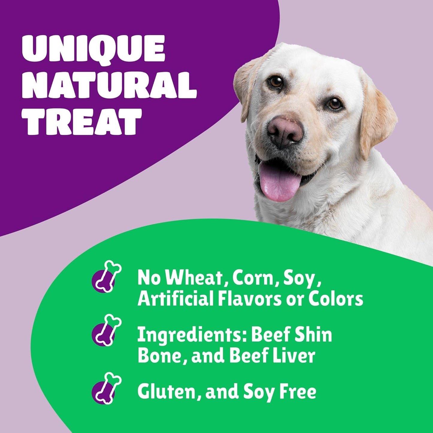 Liver Coated Dog Bones for Aggressive Chewers, Chew Bone for Large Dogs, Beef Shin Large Bone, Long Lasting Dog Bones, 2 Pack