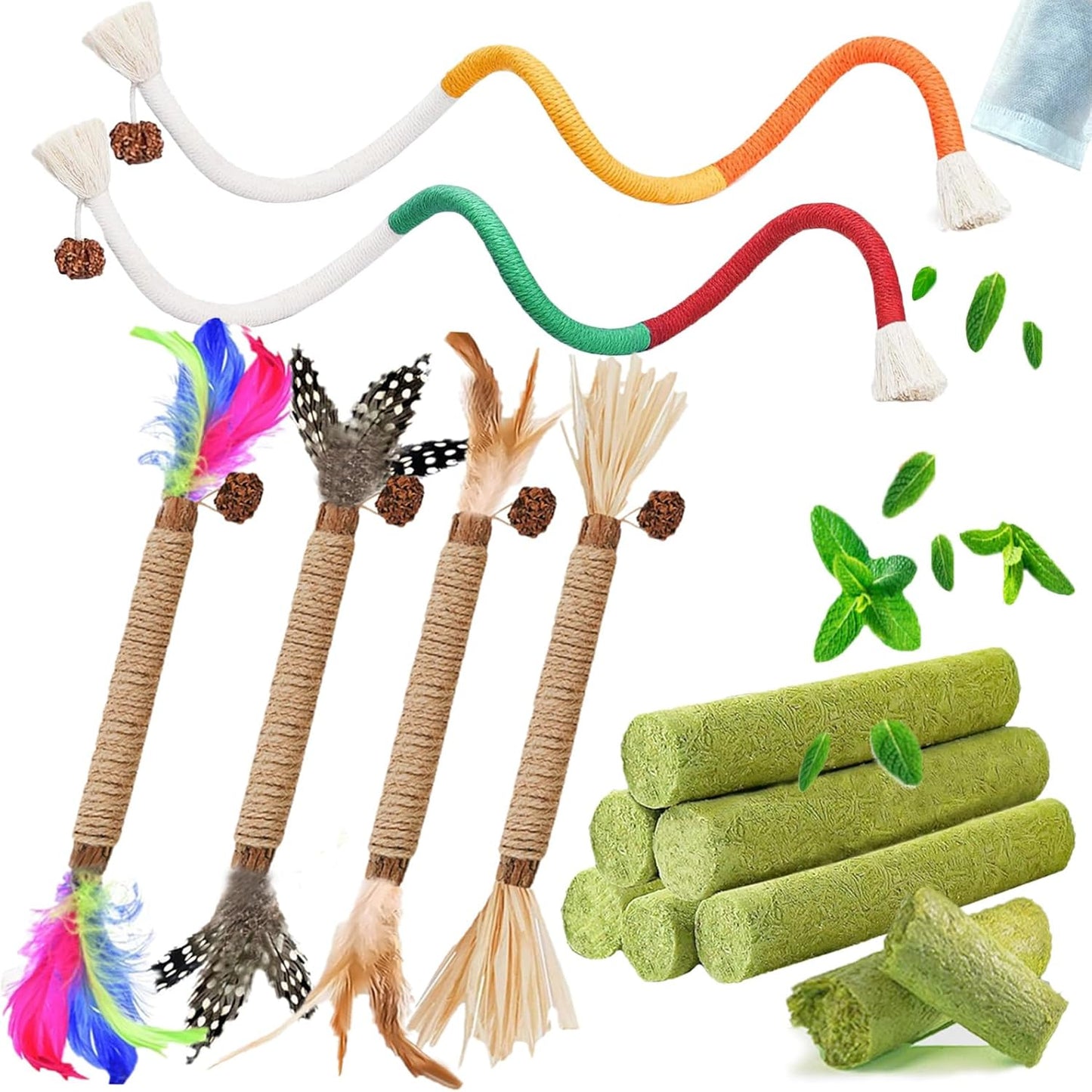 Cat Toys 12Pack Cats Grass Treat Catnip Toy with Silvervine for Indoor Kitten Toys Wood Kitty Chew Rope Grass Sticks for Teeth Cleaning Kitten Snack for Catnip Dental Care Self Play