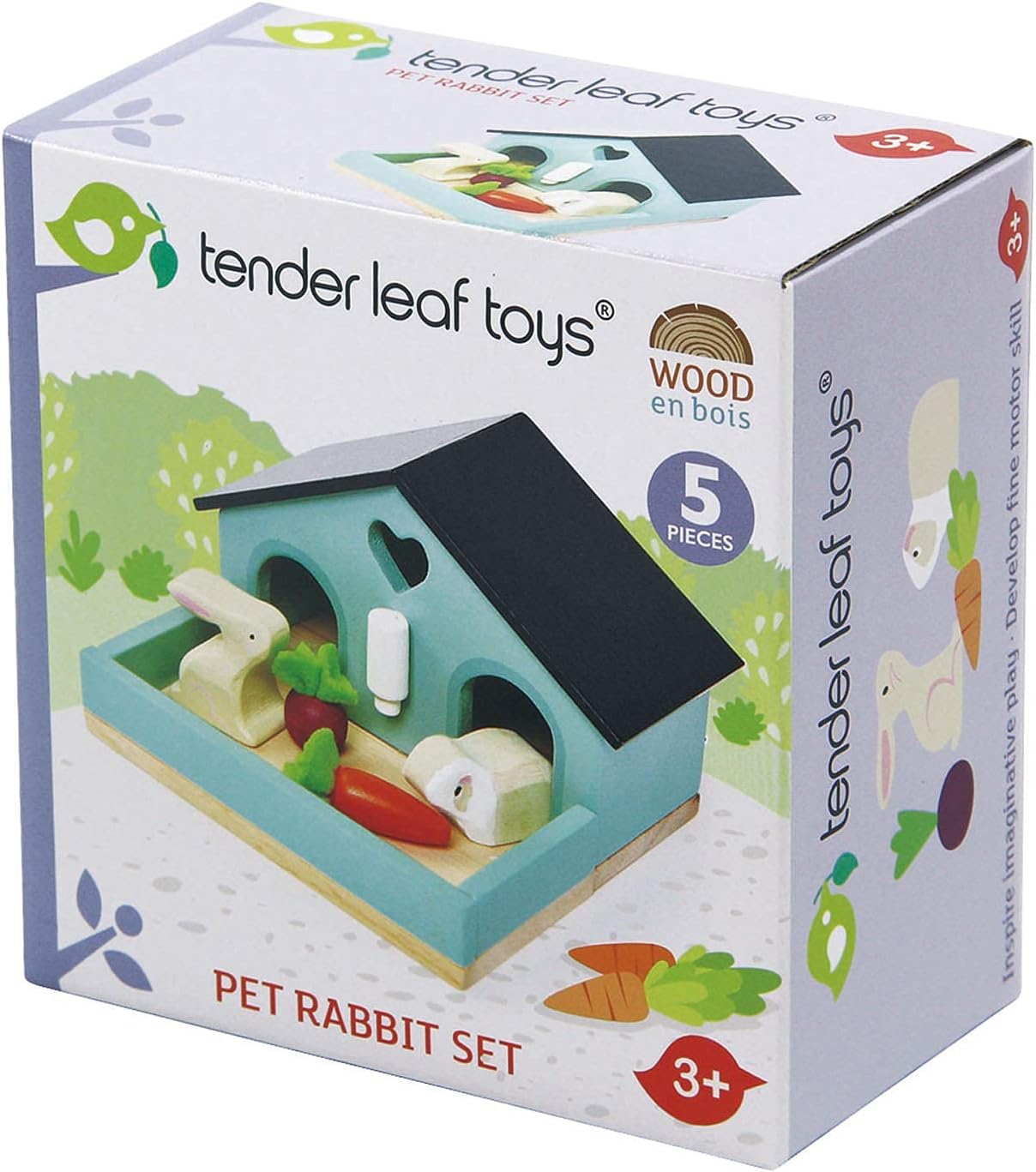 Tender Leaf Toys - Pets Sets for Doll House Accessories - Great Add-on Pet Play Set to Any Dollhouse - Encourage Creative and Imaginative Fun Play for Children - Age 3+ (Pet Rabbit Set)