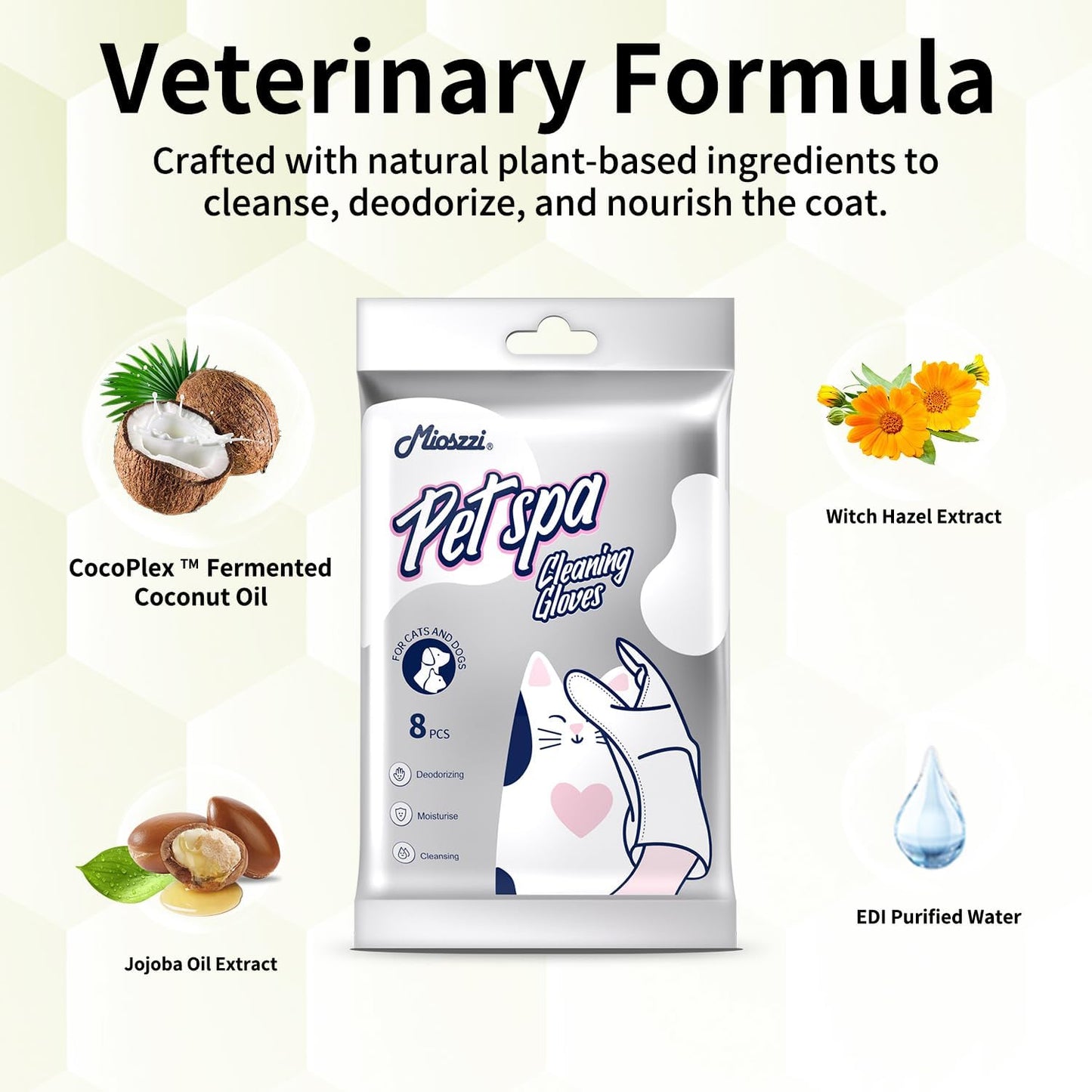 MIOSSZI 40 PCS Pet Gloves Wipes for Dogs & Cats Wipes Cleaning Deodorizing Hypoallergenic No-Rinse Pet Grooming Wipes Unscented Extra Thick Bathing Wipes for Pet Dry Cleaning Daily Care and Travel