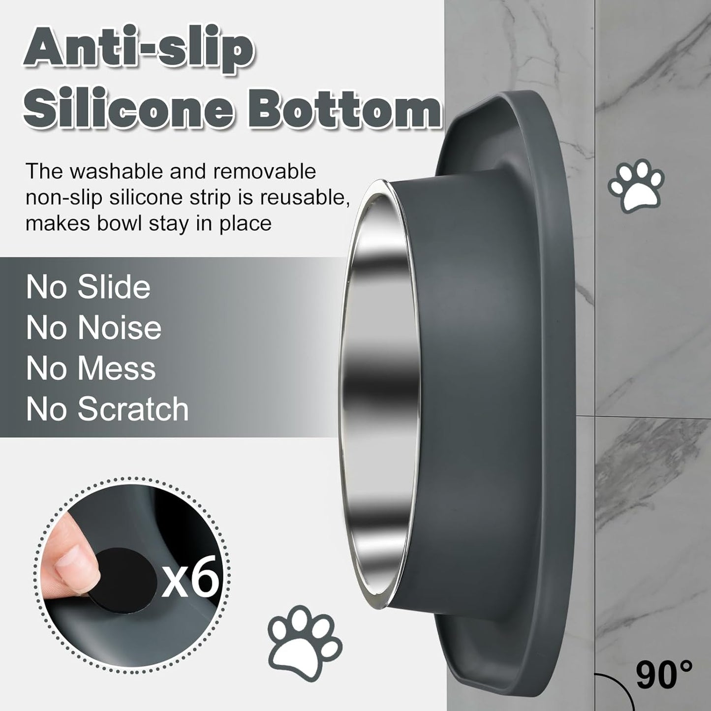 Automatic Cat Water Feeder and Food Bowl, Gravity Stainless Steel Cat Waterer Set for Small Medium Kitten Puppy Pets(1 Gallon + 12oz，Grey)