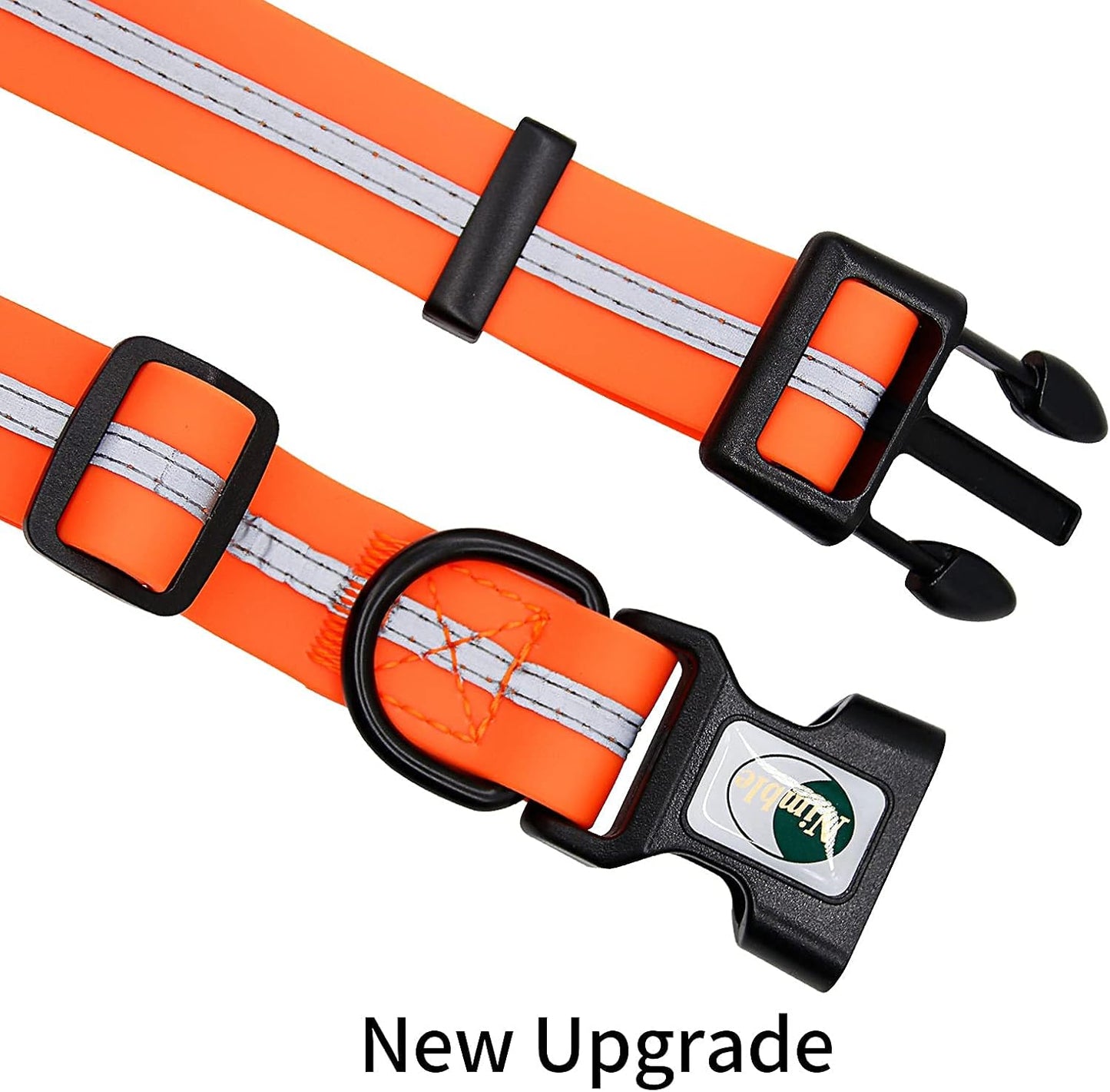 NIMBLE Dog Collar Waterproof Pet Collars Anti-Odor Durable Adjustable PVC & Polyester Soft with Reflective Cloth Stripe Basic Dog Collars S/M/L Sizes (Medium (11.81”-18.5”inches), Orange)