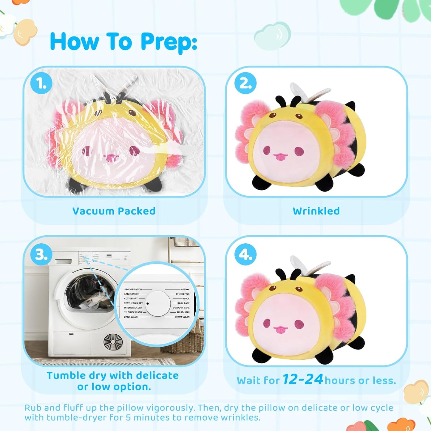 Cute Axolotl Bee Plush Pillow, Kawaii Plushies Axolotl Stuffed Toy, Axolotl Plushies with Bee Outfit Costume, Soft Squishy Birthday Gifts for Kids & Teens (8 Inch)