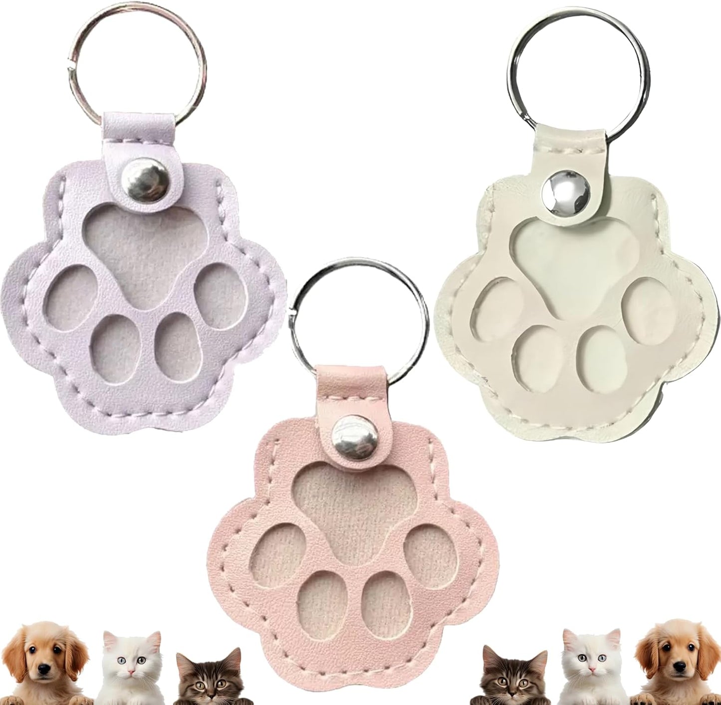 Leather Pet Memorial Keychain, Pet Hair Keepsake Keychains, Cute Leather Paw Keychains, Memorial Gift for Pet Lovers
