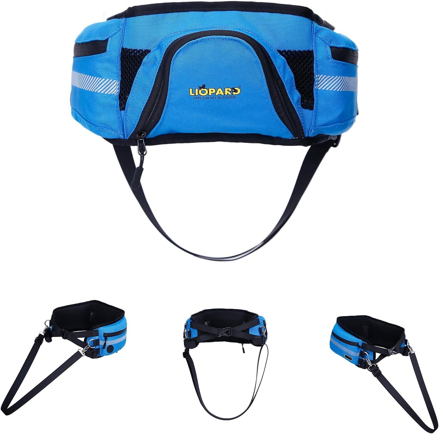 LIOPARD Dog Large Treat Bags Training Pouch Hands Free Waist Belt Puppy Small Waterproof Fanny Pack Pet Accessories Waste Bags with Dispenser for Travel Running Walking Hiking Agility (Blue)