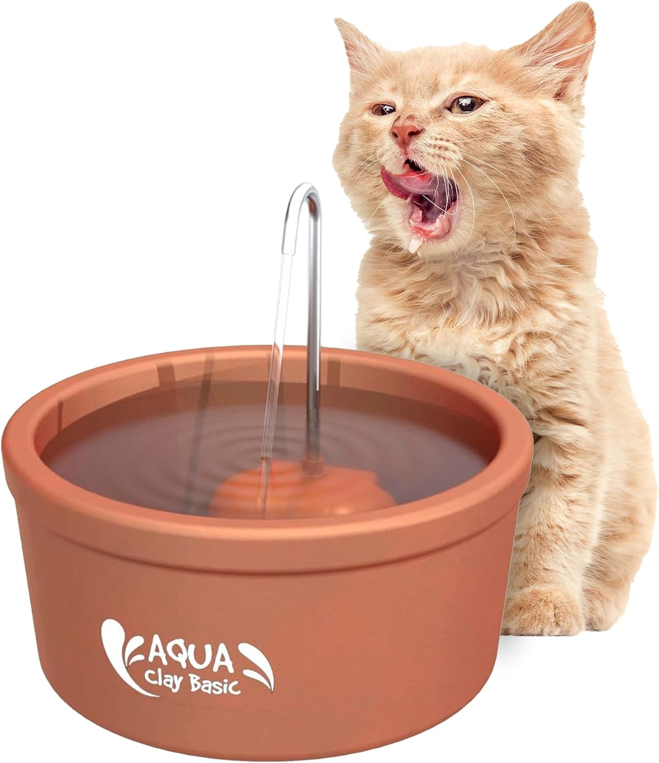AMICUS - Aqua Clay Basic -Cat Water Fountain - Dogs&Cats&Pets&Small Animals Automatic Bowl Dispenser - Pet Drinking Waterer Bowls Indoor - Auto Kitty Watering Dish Supplies- 84.53 fl oz/ 2.5L
