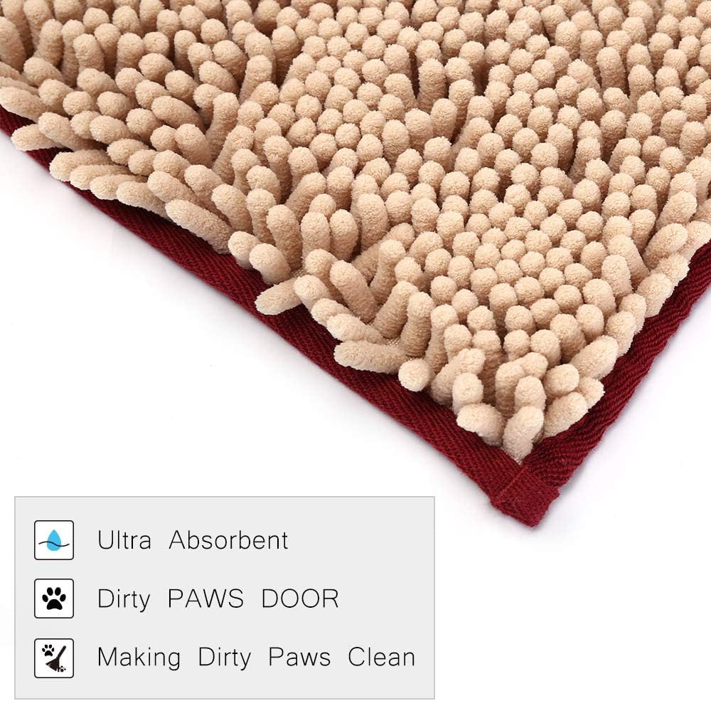NJSBYL Pet Rugs Mats for Dog Cat Bathroom Door Rugs 26" x 36" Khaki Doormat Shaggy Chenille Pet Area Rugs Ultra Soft Water Absorbent Machine Washable Dry Area Rugs for Bathroom