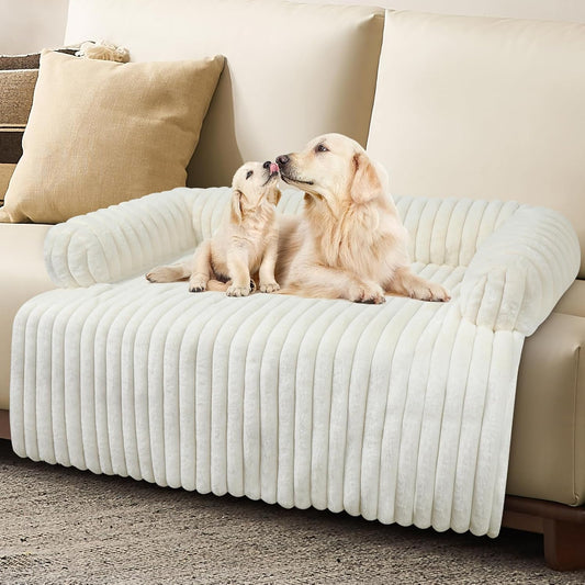 Luxurious Dog Couch Bed, Washable Calming Dog Couch Cover, Removable Couch Protector for Dogs, Waterproof Sofa Bed, Pet Bed Mats for Couch, Pet Couch Covers for Sofa(White, XL)