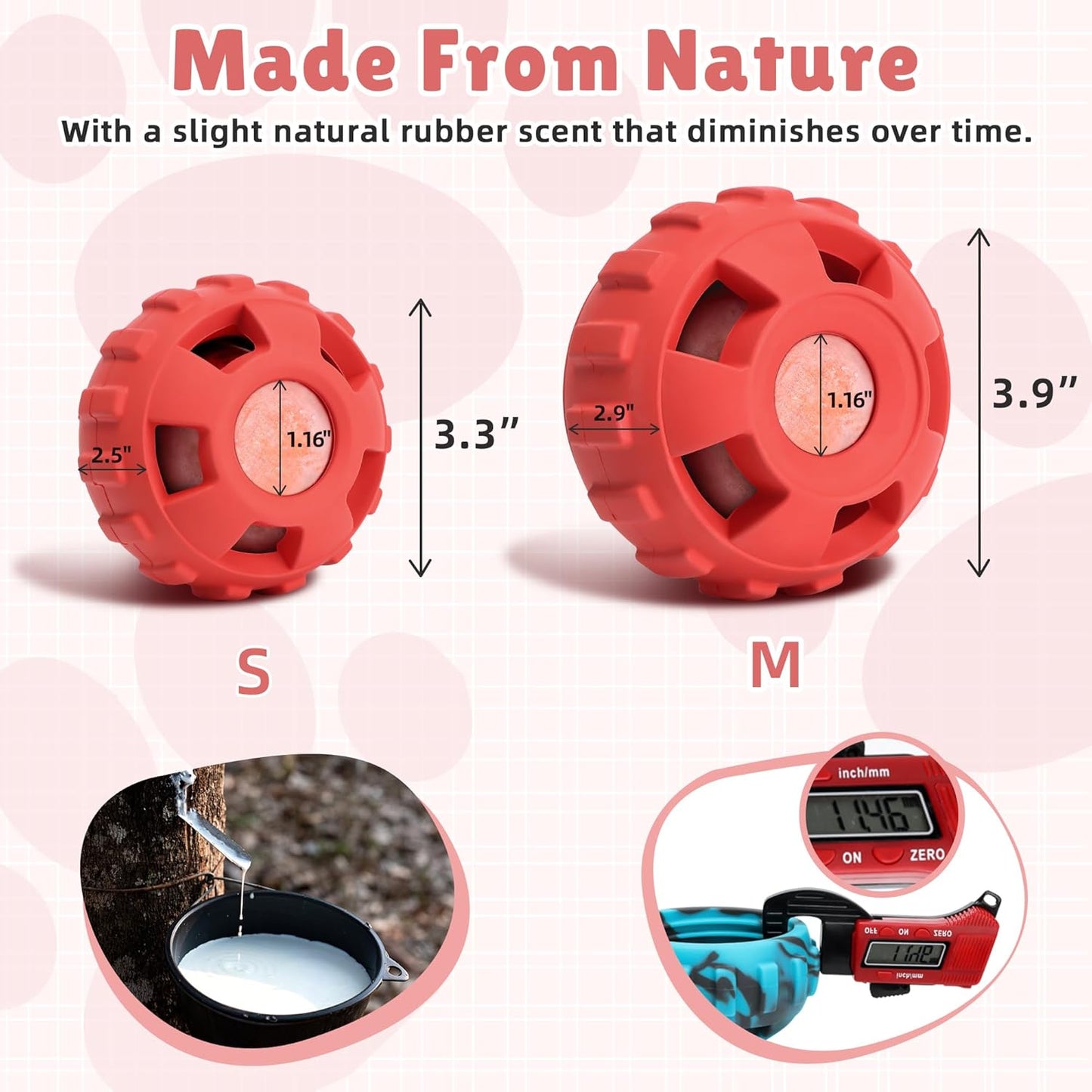 Frozen Treat Dispensing Dog Toys to Keep Them Busy,Dog Enrichment Toys for Natural Rubber-Stuffable Ball,Dishwasher Safe,Red,S