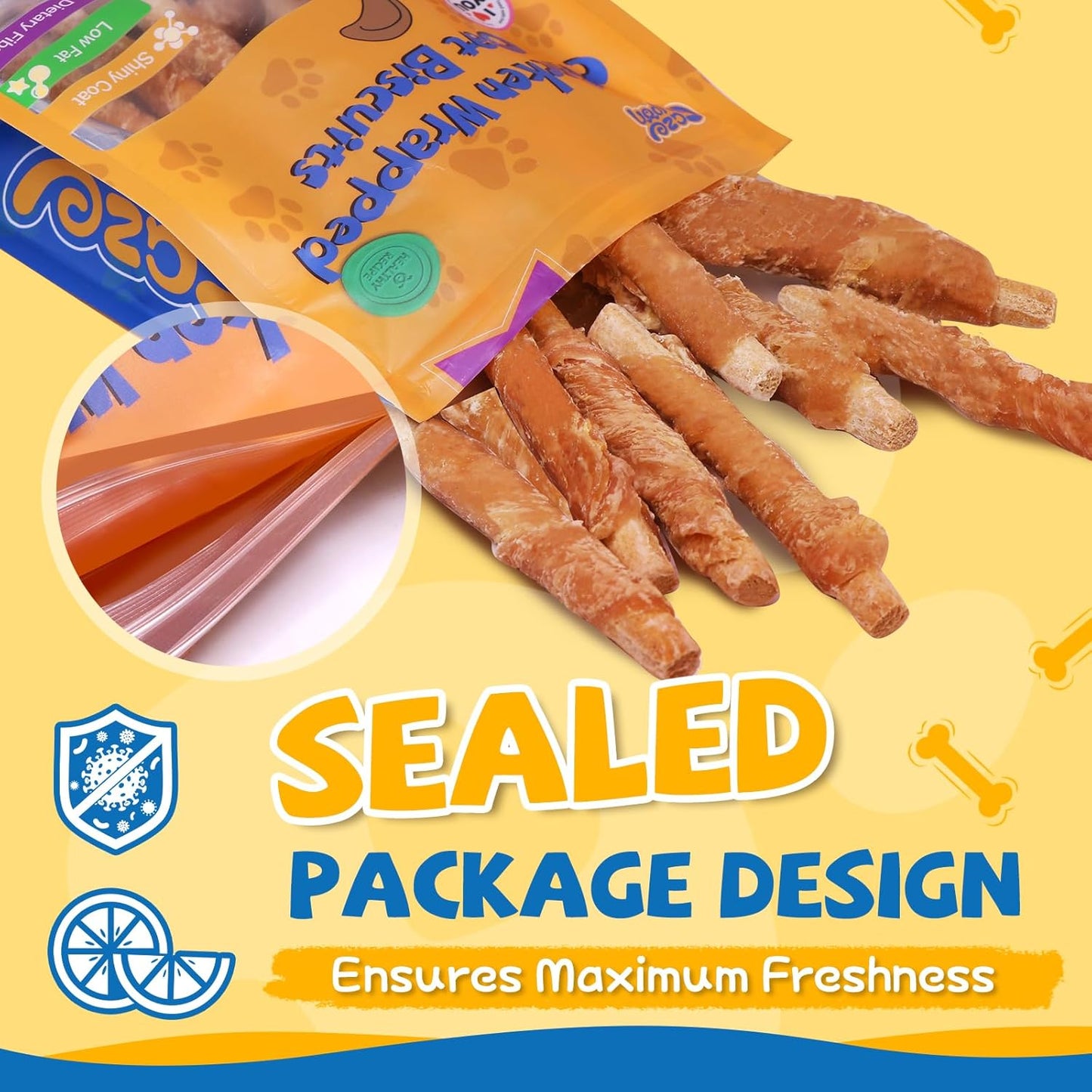 gazeupon Dog Treats, Chicken Wrapped Oat Biscuits Stick, Dog Chews for Training w/Glucosamine Chondroitin, Rawhide Free