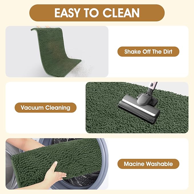 Extra Large Dog Door Mats for Muddy Paws, Chenille Absorbent Dog Mats, Non Slip Heavy Mud Mat for Dogs, Soft Pet Mat for Entryway, Mud Paws, Inside Floor,60" x 36", Olive