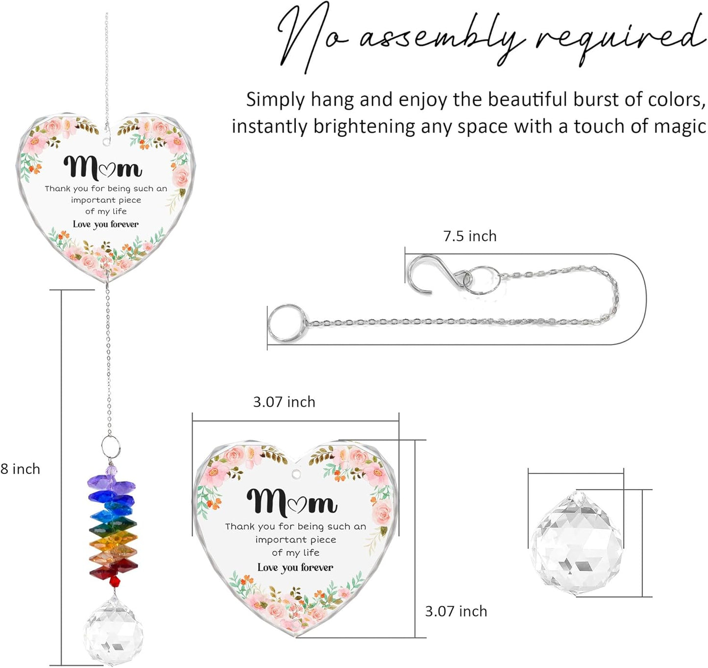 Gifts for Mom - Mom Sun Catcher Crystal Suncatcher Rainbow Maker - Hanging Window Decor - Sentimental Keepsake - Gift for Mother from Daughter Son