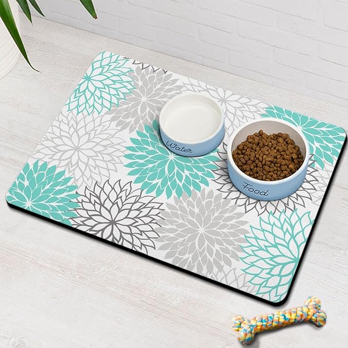 Pet Feeding Mat for Floors Waterproof Dog Mat for Food and Water Absorbent Quick Dry Non Slip mat for Cat Bowls