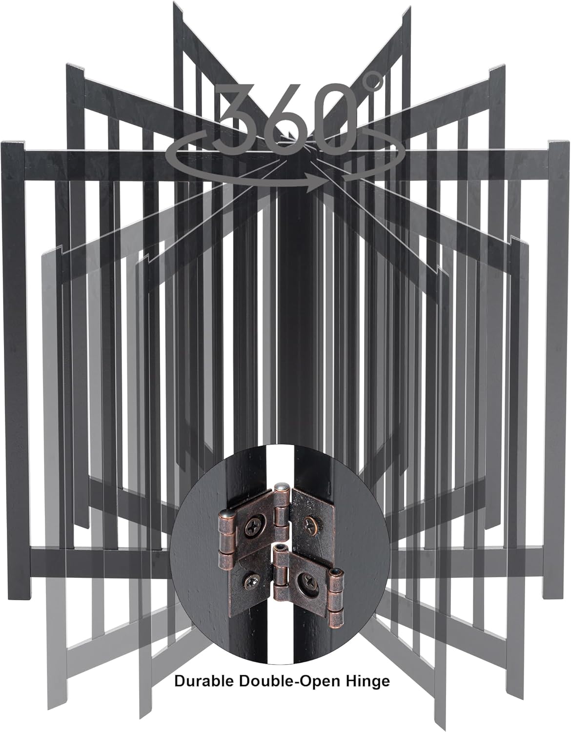 LZRS Solid Hardwood Freestanding Pet Gate,Wooden Dog Gates Indoor for Doorways,Nature Wood Dog Gates for The House,Stairs,Safety Fence,Black,30" Height-3 Panels