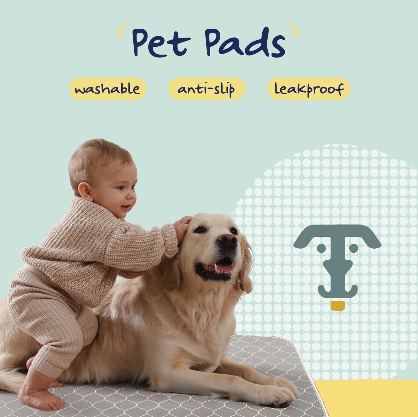 Katziela Washable Pet Pads (2 Pack 36in x 41in)Super Absorbent Waterproof Reusable Dog Pee Pads for Dogs Washable Puppy Pads for Potty Training Housebreaking Washable Pee Pads for Dogs White Stitching