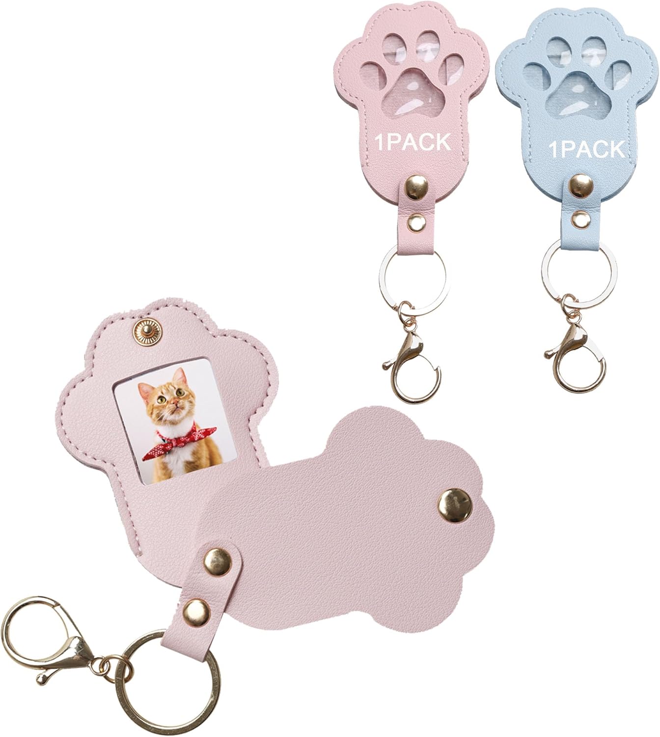 Pet Memorial Keychain Dog Paw Keepsake Photo Holder Heartfelt Memorial Gift for Loss of Dog and Cat Holds Fur and Pictures Keychain or Bag Charm for Bereaved Pet Owners (Blue+Pink)