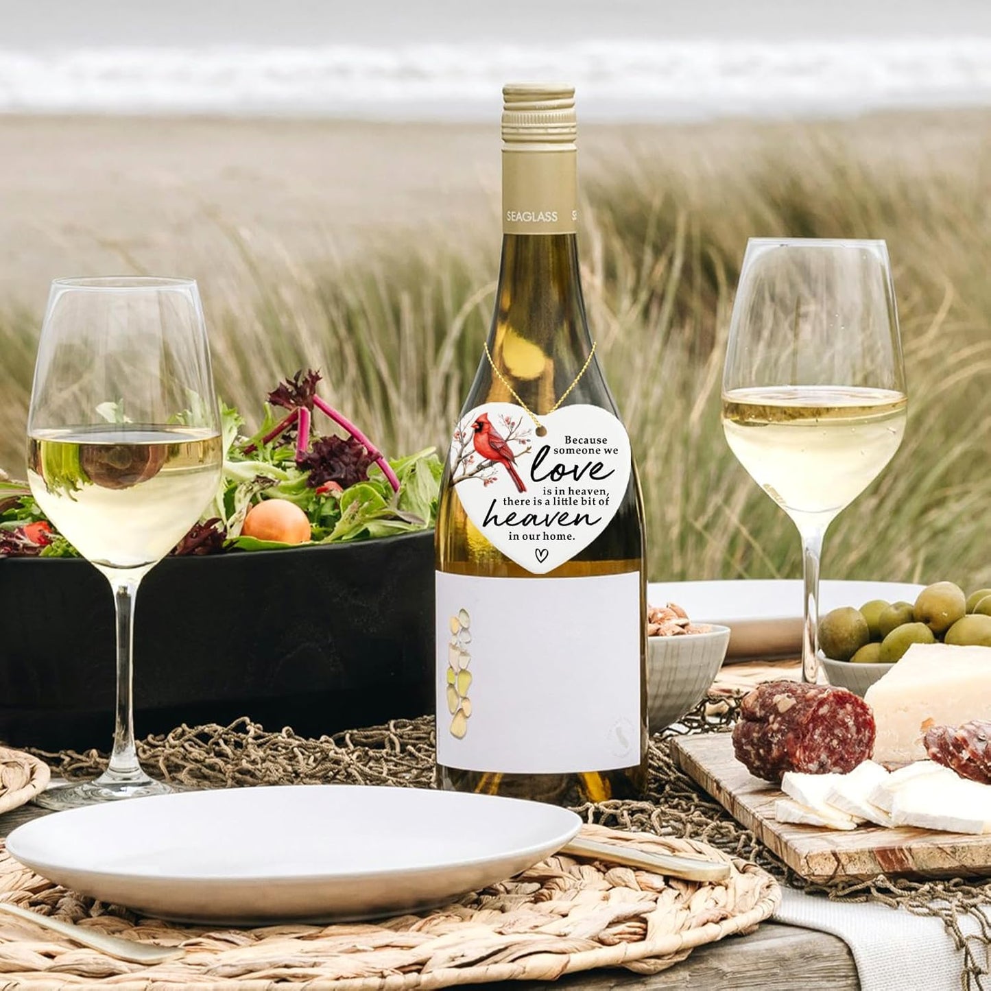 Cardinal Memorial Ornament Keepsake Sign - Heart Plaque for Remembrance, Condolence, Grief, and Sympathy - Bereavement Gift Ideas for Loss of Loved One