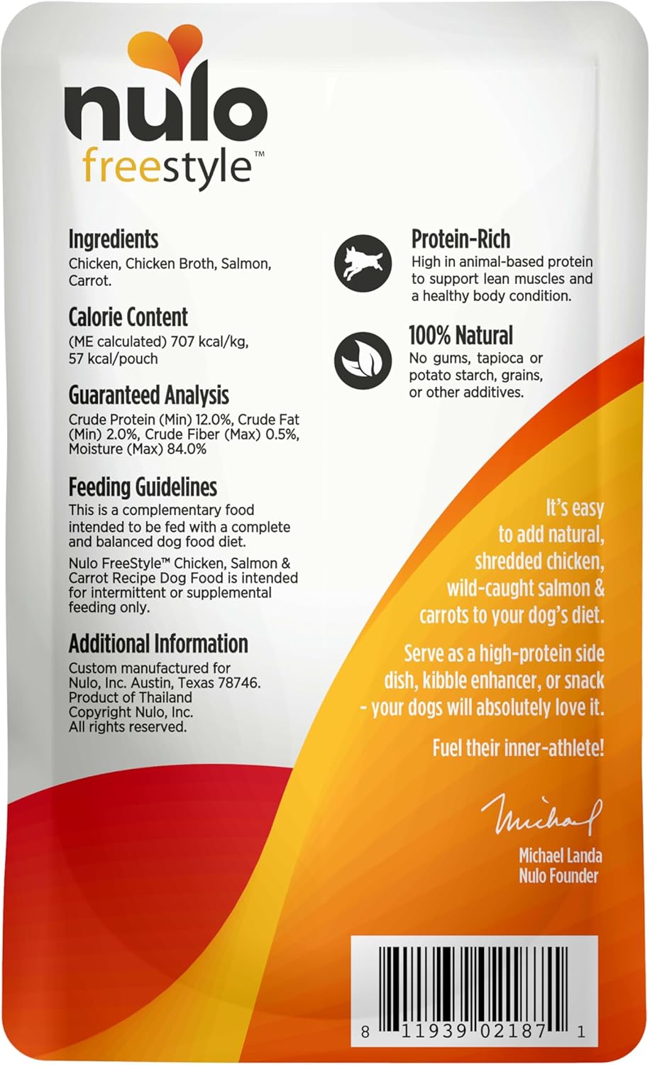 Nulo Freestyle Chicken, Salmon & Carrot in Broth Real Meat Dog Food Topper, 2.8 Ounce (Pack of 6)