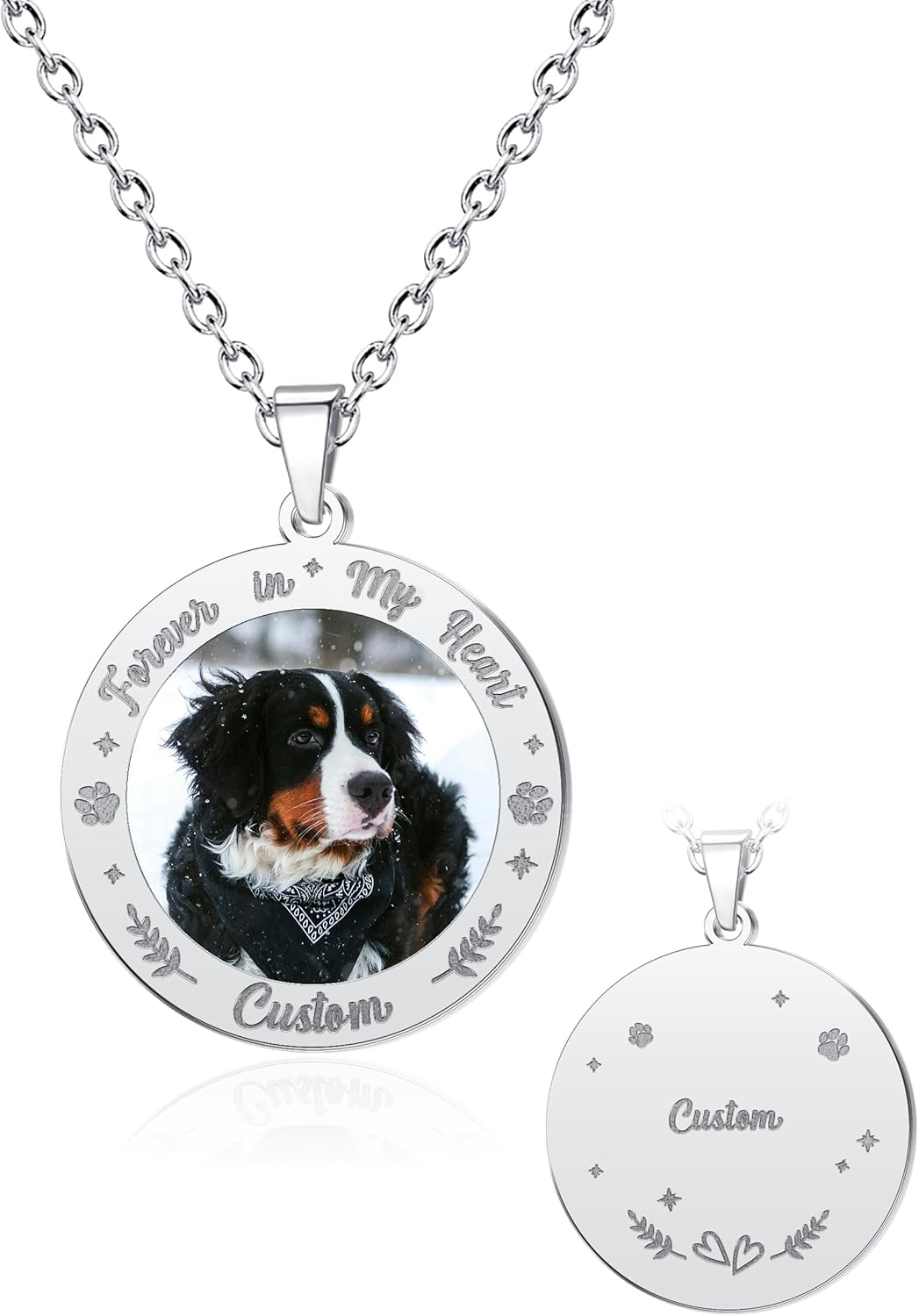 CharmSStory Personalized Photo Necklaces Custom Engraved Name Necklace Memory Keepsake Picture Necklace Pendant Customized Gifts for Women Men