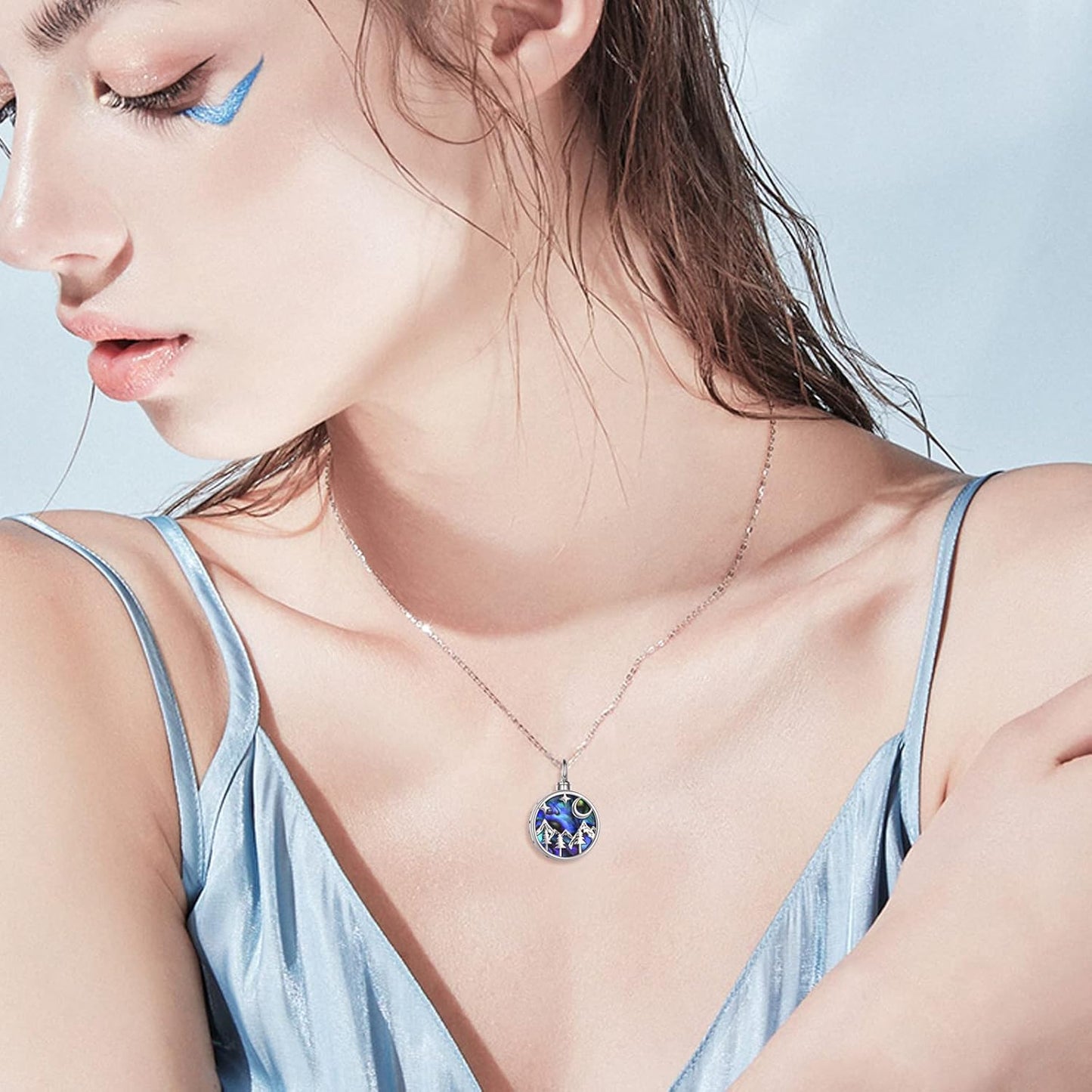 WINNICACA Urn Necklace for Ashes Sterling Silver Abalone Shell Cremation Jewelry for Ashes Jewelry Gifts for Nature Lovers Keepsake Memorial Jewelry for Women