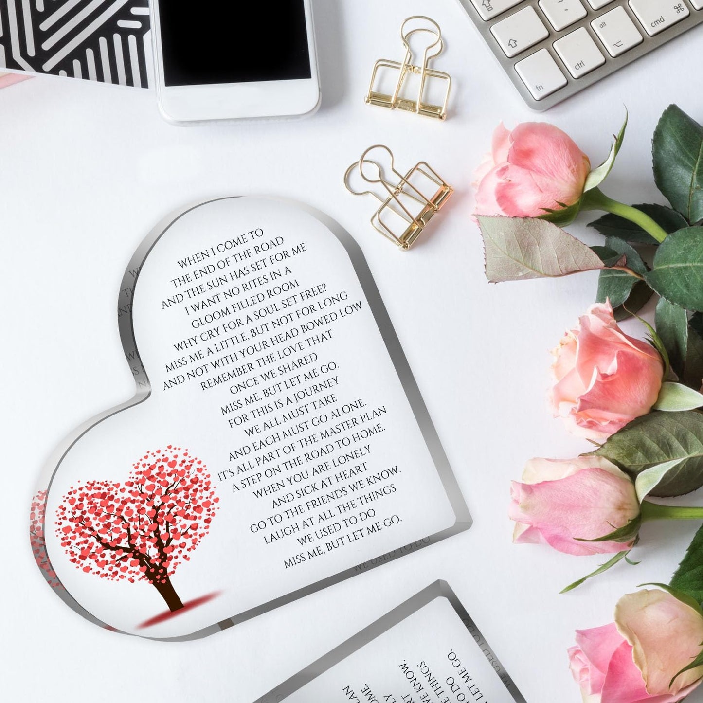 Remembrance Gifts, Sympathy Gifts, Funeral in Memory of Loved One, Heart Shaped Acrylic Decor Sign, Grieving Gift with Sympathy Condolence, Bereavement Condolence Gifts