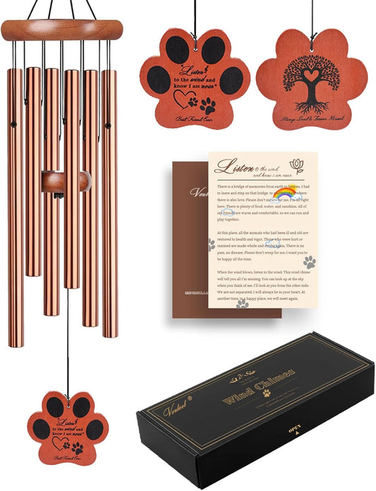 Dog Memorial Gifts for Loss of Dog, 28" Pet Memorial Wind Chime, Golden Paw Pendant Pet Loss Gifts, Dog Sympathy Bereavement Remembrance Gift