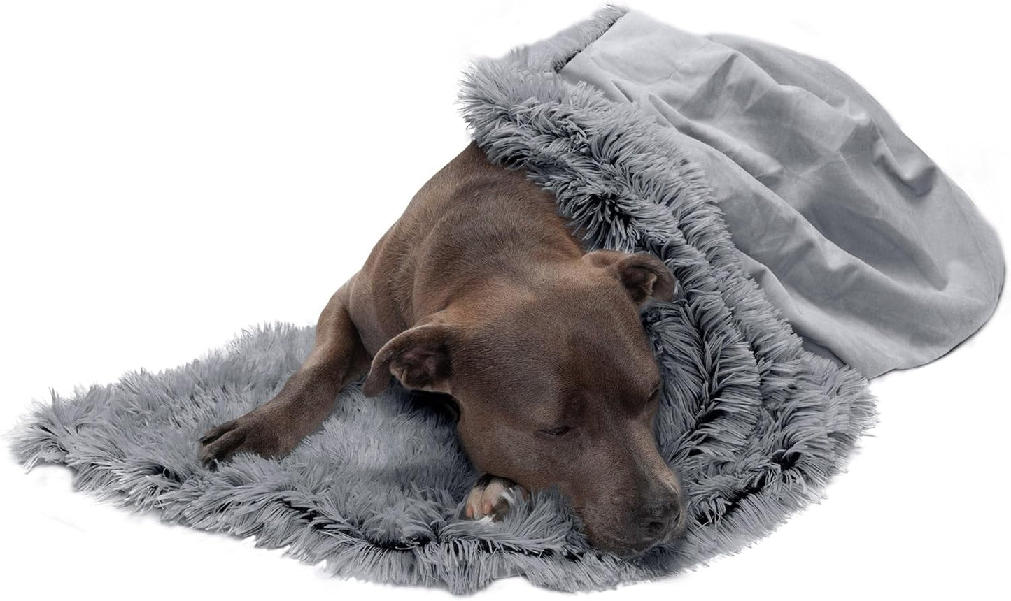 Furhaven Waterproof Throw Blanket for Dogs & Indoor Cats, Washable - Shaggy Plush Calming Long Faux Fur & Velvet Dog Blanket - Gray, Large