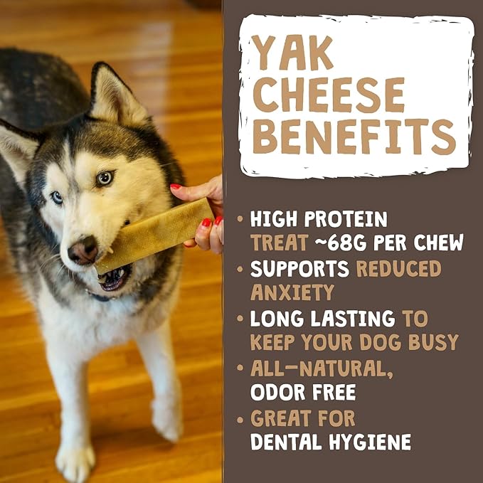 Mighty Paw Yak Cheese Dog Chews - All-Natural Treats for Dogs - High Protein Treat with 68 Grams of Protein Per Chew - Delicious and Long Lasting - Odor Free with Limited Ingredients - Monster 4 Pack