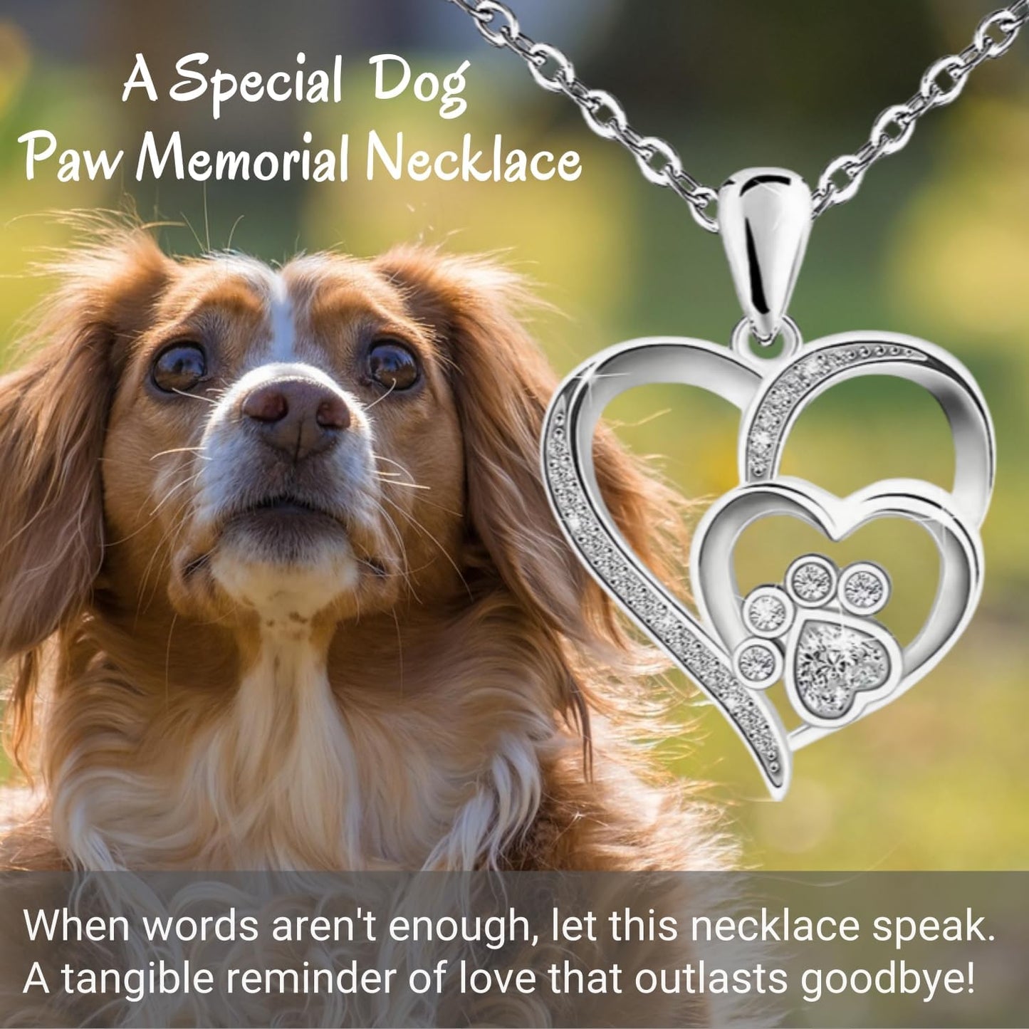 Cynlsum Dog Memorial Gifts for Loss of Dog Sympathy Gift: Pet Memorial Remembrance Necklace for Puppy Cat- Cute Paw Necklace Passing Away Bereavement Gifts Elegant