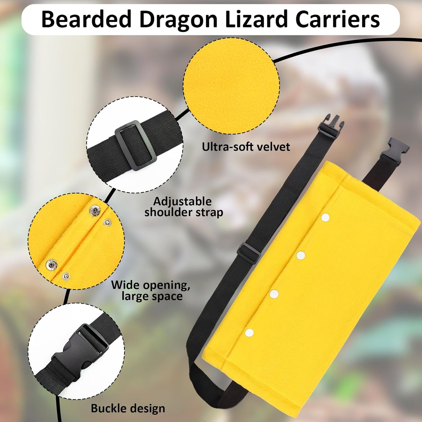 Bearded Dragon Carriers and Leather Leash with Wings,Bearded Dragon Leash Lizard Adjustable Harness,Small Pet Backpack Batwing Accessories for Outdoor Travel Walking Rest-Yellow
