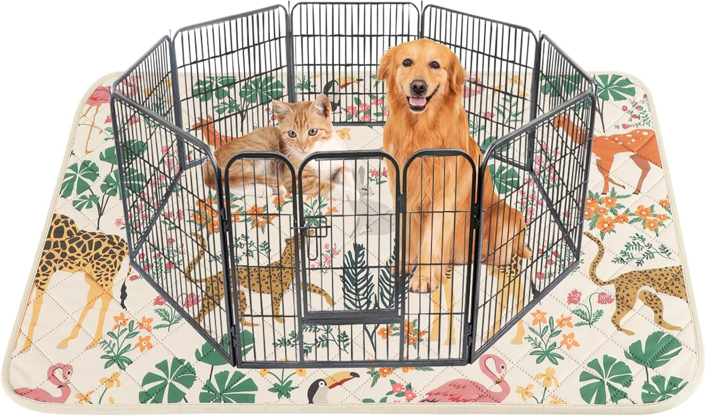 IEUUMLER Washable Pee Pads for Dogs, 1 Pack Forest Pattern Reusable Waterproof Puppy Pads, Non-Slip Super Absorbent Dog Training Pad for Playpen Crate Bed EU013 Beige Jungle, 48x48