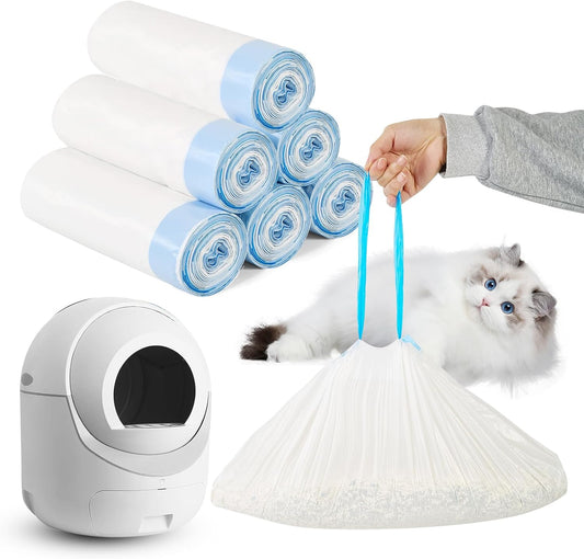 Cat Litter Bags 120 Count, 21.65"x11.8" Drawstring Close Litter Box Liners for Automatic Litter Box,Thick Cat Poop Bags,Easy to Clean,Heavy Duty Robot Bag for Self-Cleaning Box