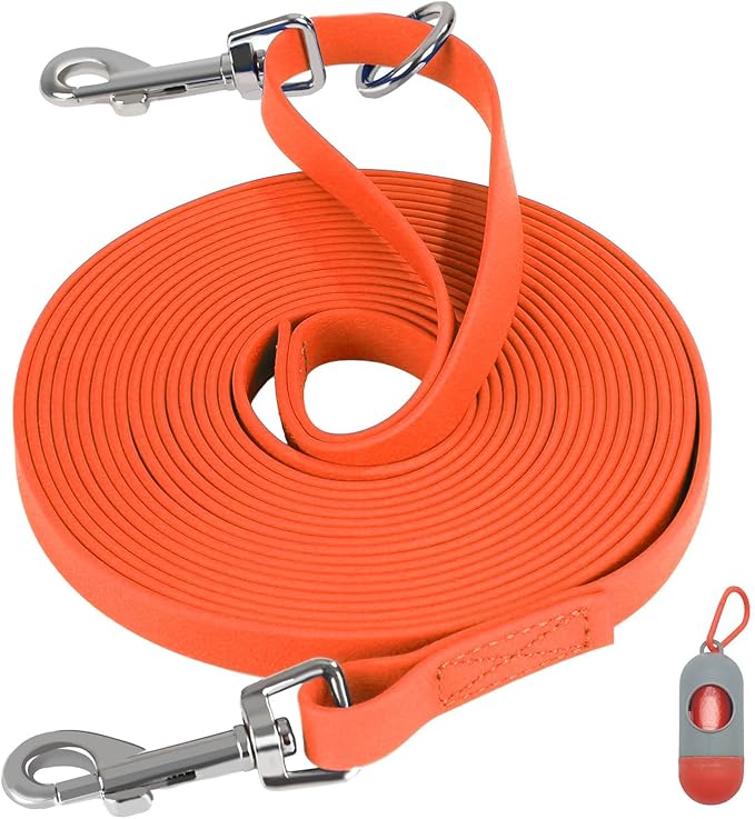 Waterproof Long Leash for Dogs Training 16FT/30FT/50FT, Long Dog Leash Heavy Duty Lead for Large Medium Small Dogs Outside Walking, Playing, Camping, or Yard(Orange 50FT)