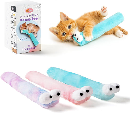 Cat Toys Pillows,3 Pack, Catnip Inside,Soft and Durable Kick Sticks with Crinkle Sound, Interactive Indoor Kitten Play and Exercise Toy 12.5 Inches