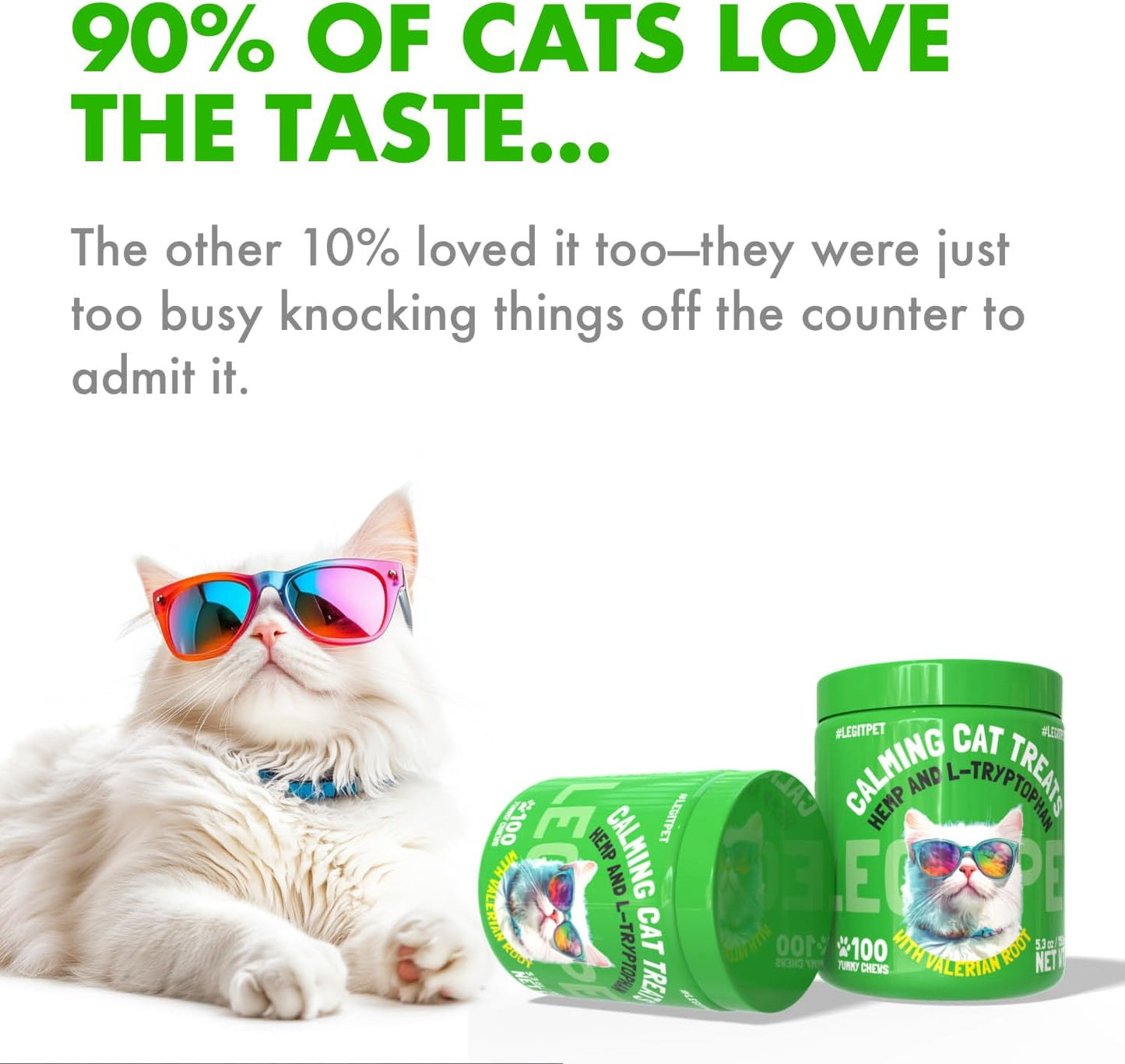 Cat Calming Treats Natural Anxiety Relief for Indoor Cats Stress & Travel Storm Separation Support Helps with Vet Visits, Grooming & Loud Noises Soothing Behavior Aid 100 Yummy Chews