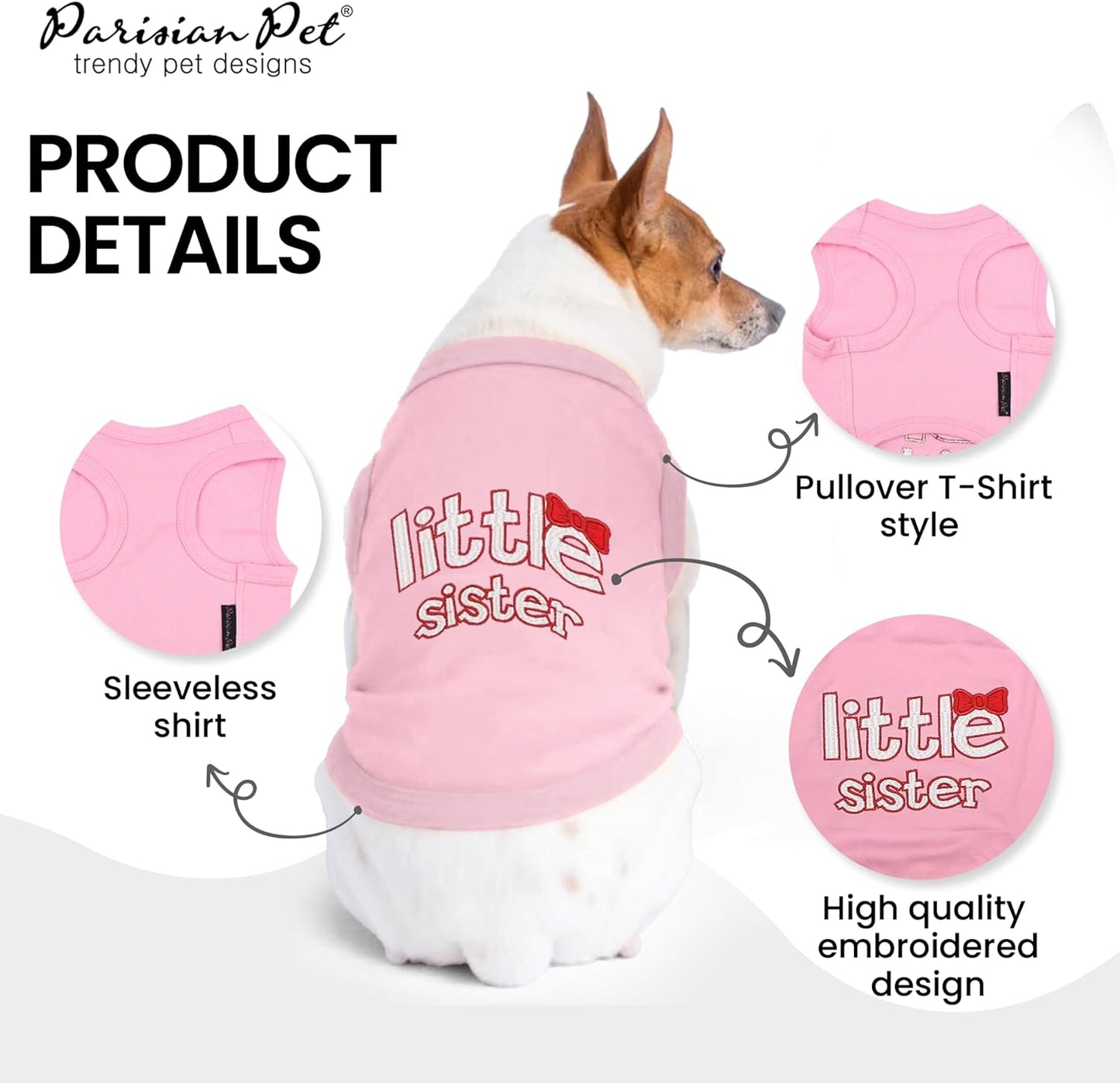 Parisian Pet Dog Cat Clothes Tee Shirts Little Sister T-Shirt, 3XL