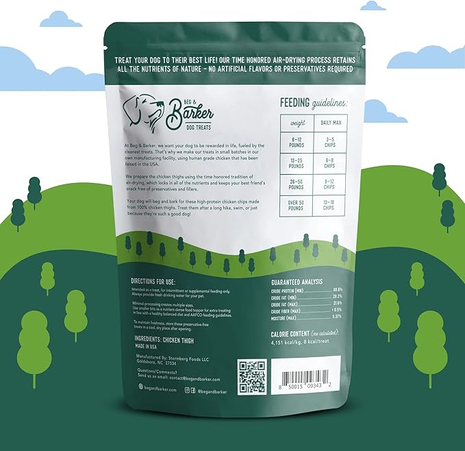 Beg & Barker All Natural Chicken Chips for Dogs (16oz) - Dog Treats Made with USA Sourced Real Meat Chicken, Made in The USA