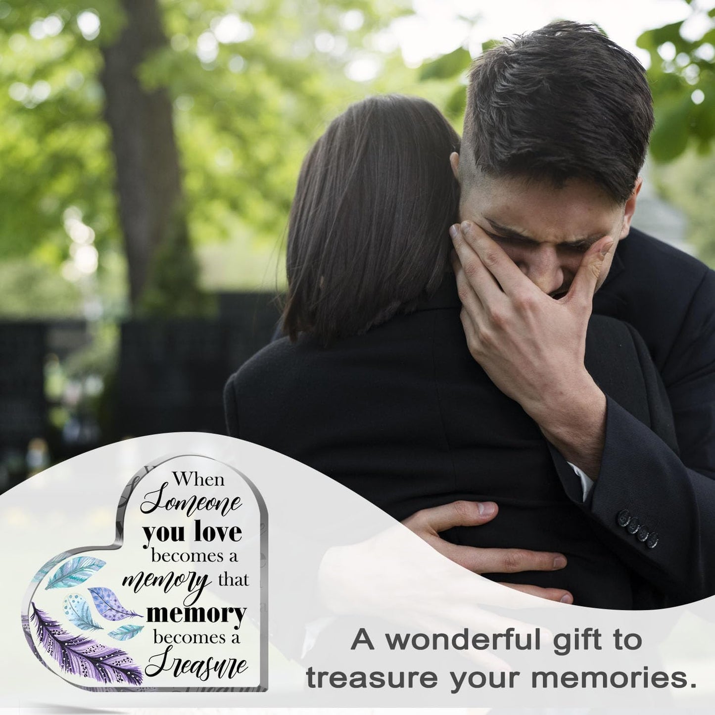 Xendelow Acrylic Heart Sculpture, Color21 Sympathy Gift for Loss, Tabletop Decor for Condolences, Anniversary or Home