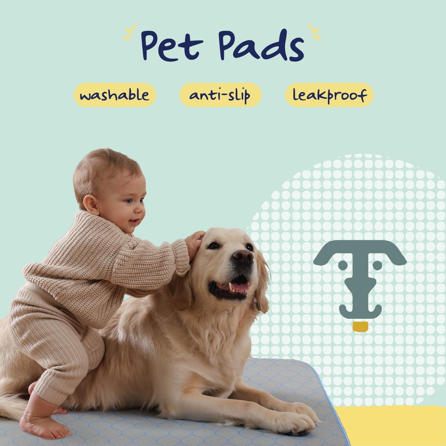 Katziela Washable Pet Pads (2 Pack 36in x 31in) Super Absorbent Waterproof Reusable Dog Pee Pads for Dogs Washable Puppy Pads for Potty Training Housebreaking Washable Pee Pads for Dogs Blue Stitching