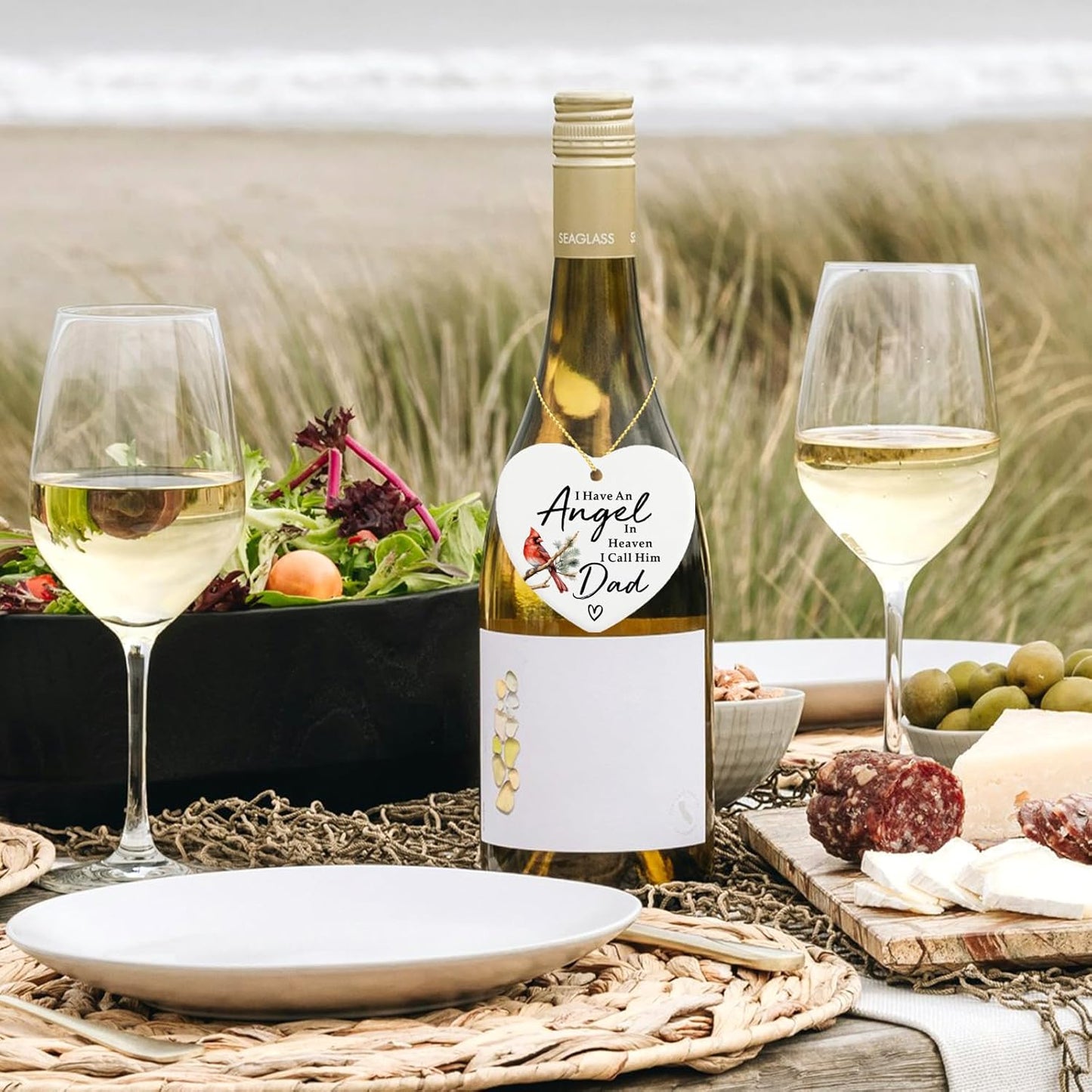 Memorial Gifts for Loss of Dad Memorial Ornament & Keepsake Sign - Red Heart Plaque with Cardinal - Sympathy Gifts for Loss of Dad