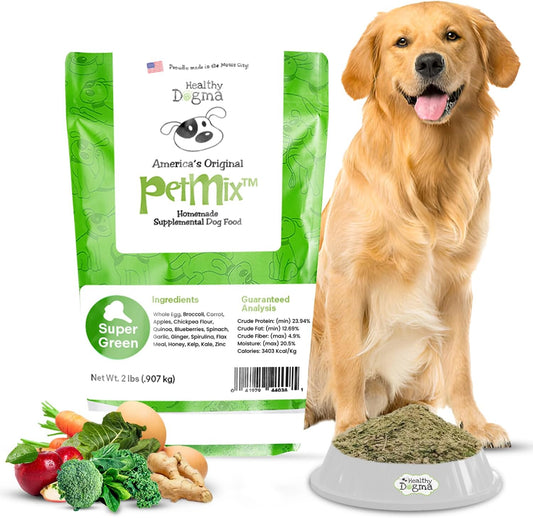 Healthy Dogma - PetMix Dehydrated Dog Food, Clean Ingredient Food - No Preservatives, Homemade Dog Food (Super Green, 2 lbs)