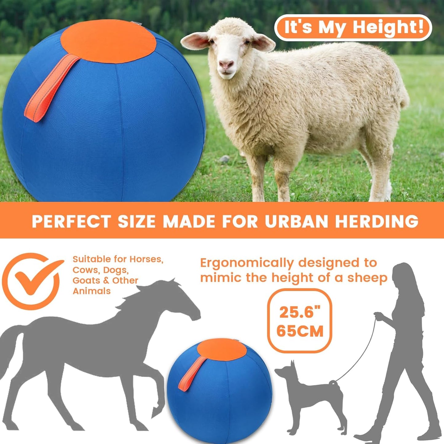 Aimery Horse Herding Ball - 25" Cover with Straps, Australian Shepherd, Cattle Dogs, Collie & Herding Dog, Giant Jolly Ball for Play
