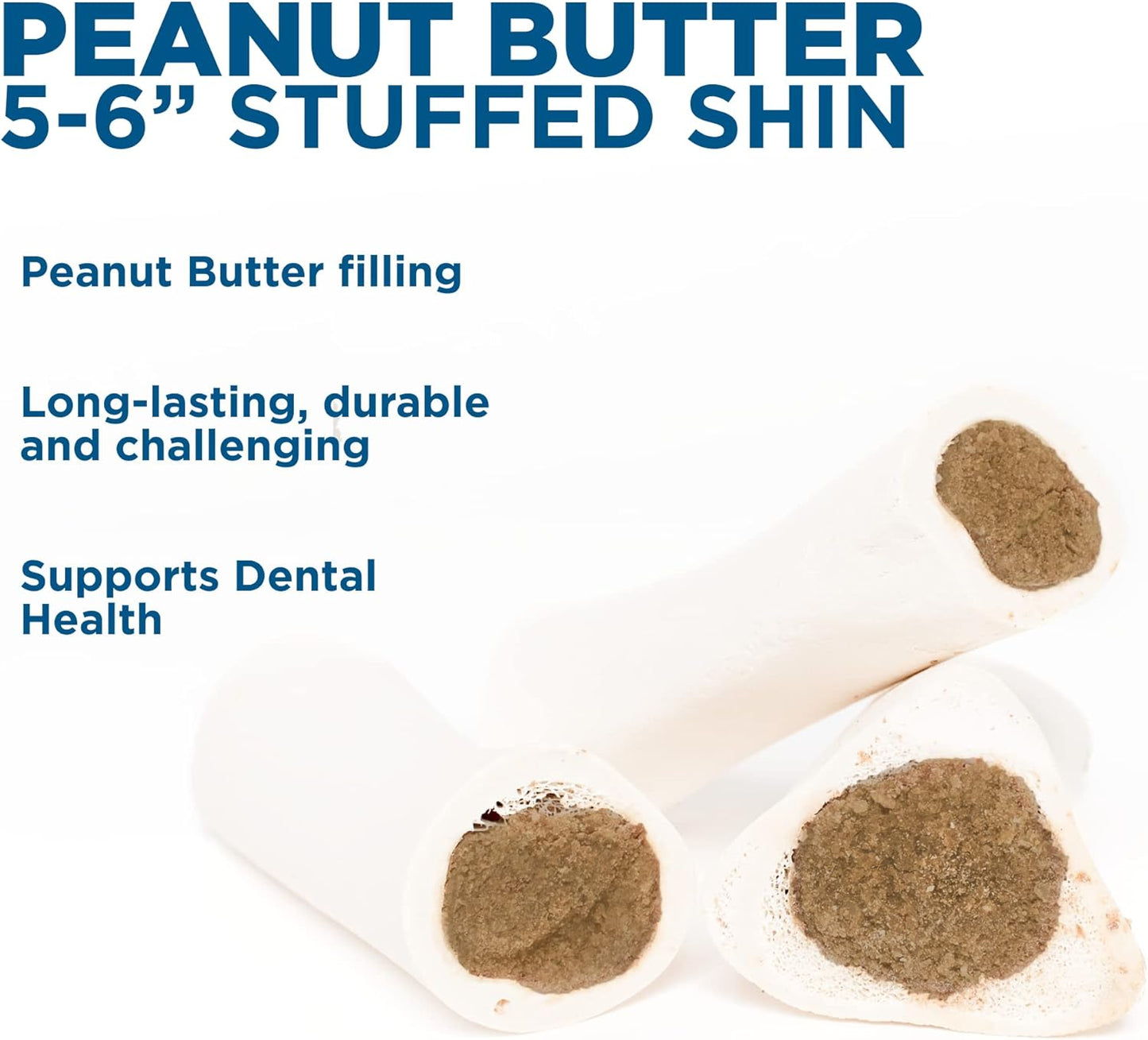 Best Bully Sticks 5-6 Inch Peanut Butter Filled Shin Bones for Dogs - 5 Count (Pack of 1) - Easily Digestible, Long-Lasting, Refillable Treat