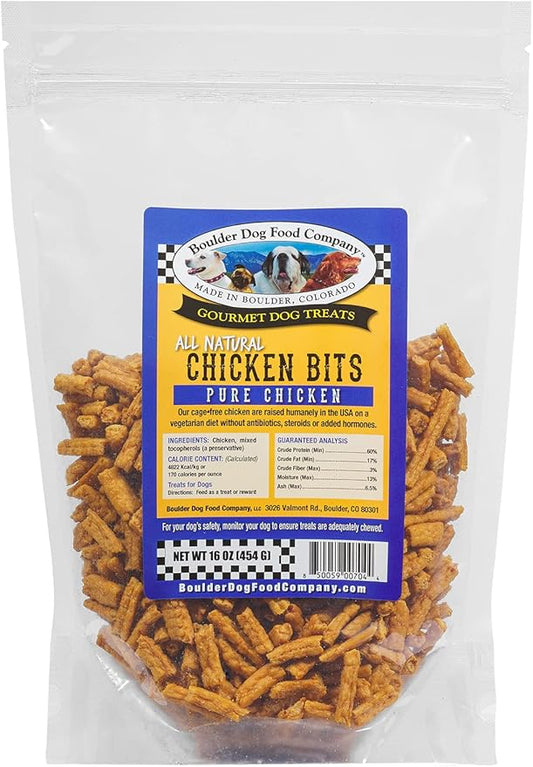 Chicken Bits Pure Chicken Dog Treats - Vet Approved, Natural, Grain Free, Healthy 16oz