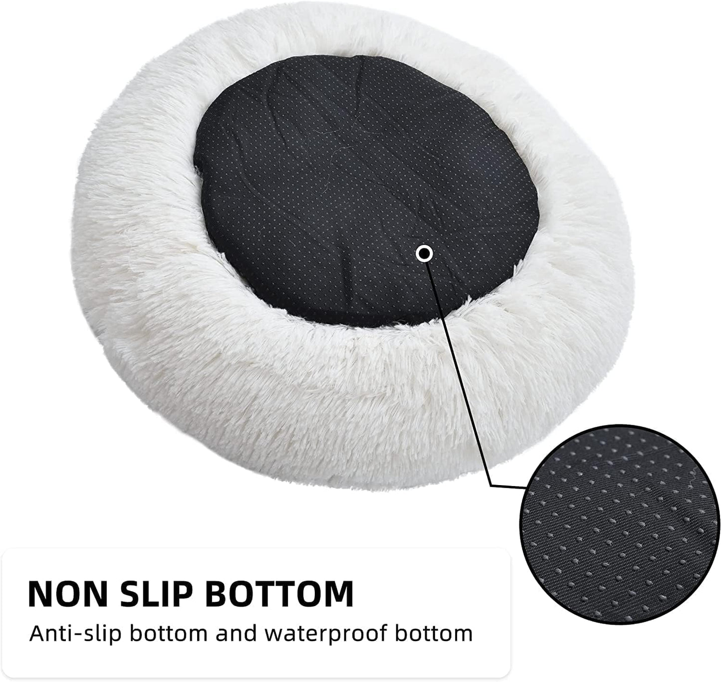 Cat Beds for Indoor Cats - Cat Bed Washable 20/24 inches, Dog Beds for Small Medium Dogs, Anti Anxiety Round Fluffy Plush Faux Fur Pet Bed, Thick Bottom