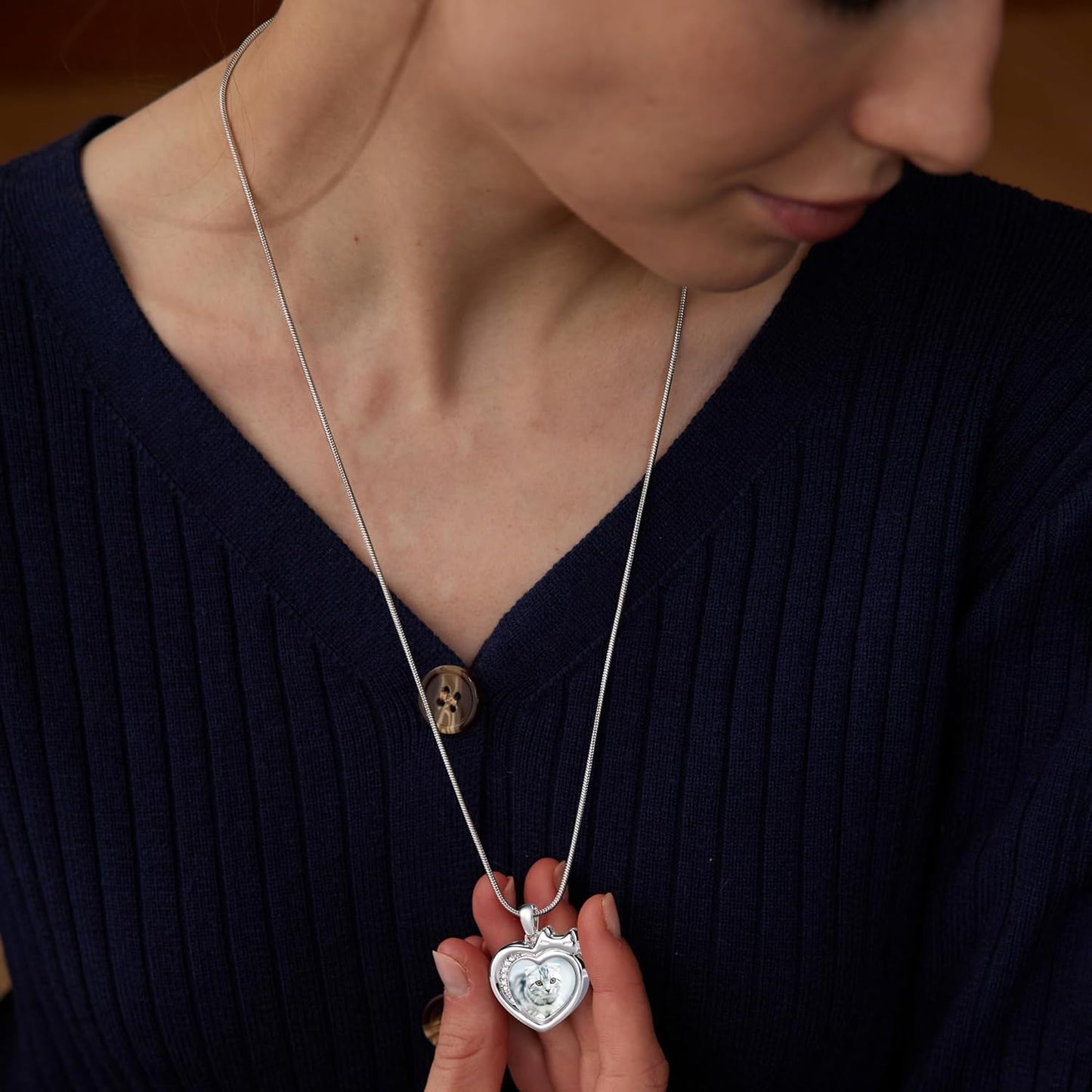 Farfume Personalized Pet Urn Necklace for Dog Cat Ashes Cremation Pet Memorial Customized Photo Text Engraving Pendant Keepsake Funeral Jewelry